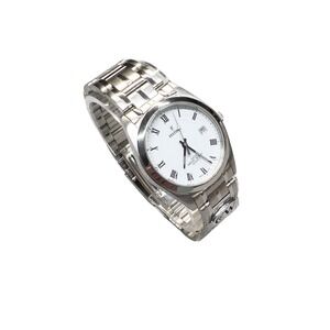 Vtg Festina F6825 Mens Watch Minimalist White Dial Silver Bracelet 35mm CW Badge